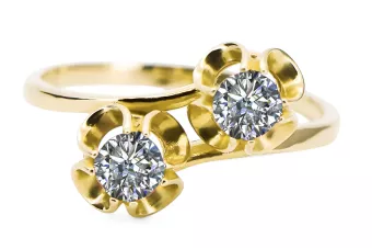 Anneau Zircon Or jaune 14 carats Style vintage vrc266y